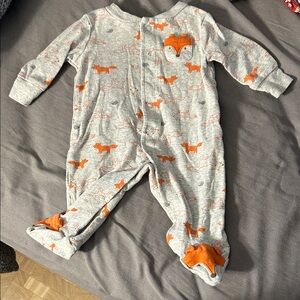 Carter's Gray and Orange Fox Print Footie